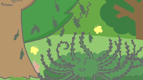 『モミの木とイバラ』(イソップ童話) 14 福娘童話集 イラスト : myi