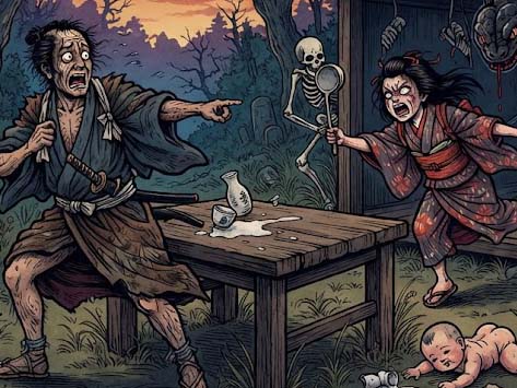 ヘビ酒を飲まされた侍