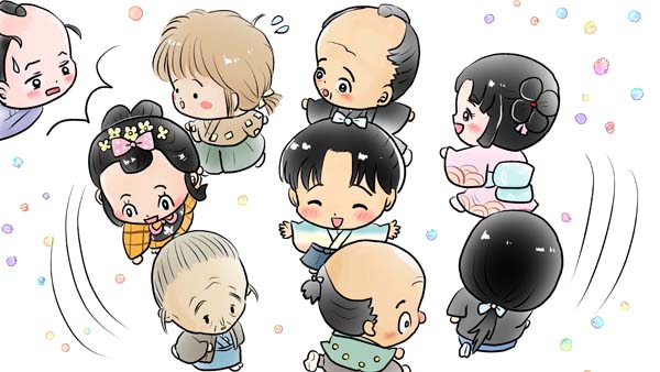 八人の真ん中