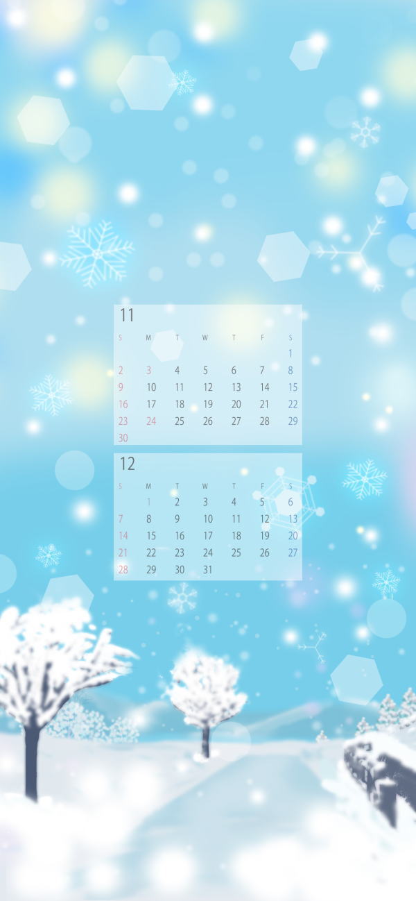 2025年カレンダー 11・12月　スマホ壁紙