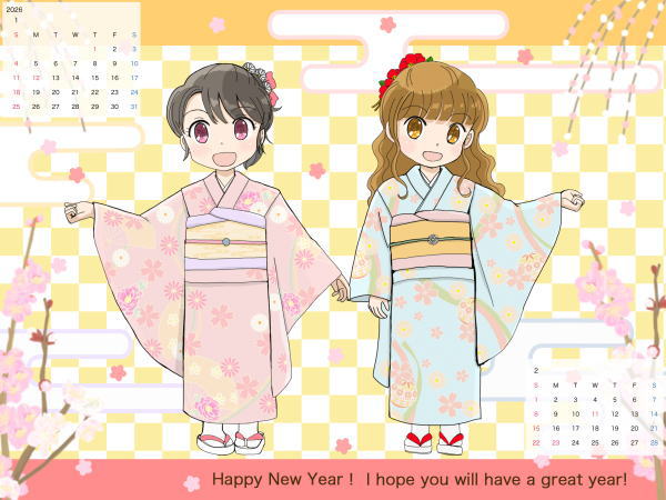 2026年 1・2月　壁紙カレンダー (4:3)