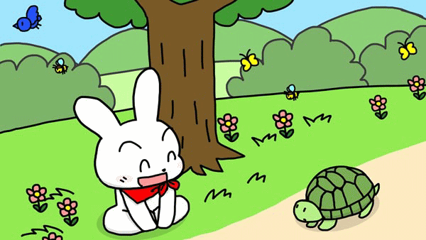 ウサギとカメ　イソップ童話　福娘童話集 GIFイラスト02