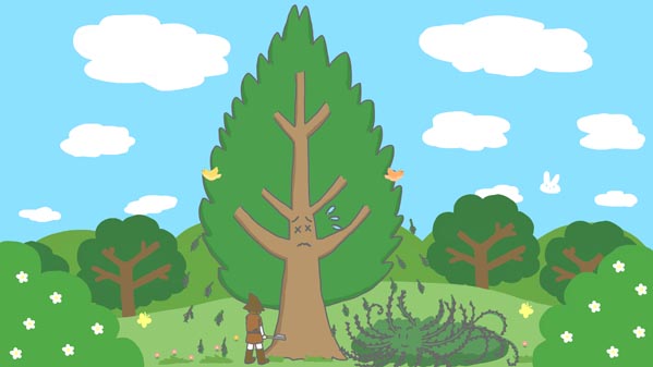 『モミの木とイバラ』(イソップ童話) 15 福娘童話集 イラスト : myi
