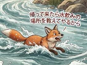 メンデレス川の岸のキツネたち