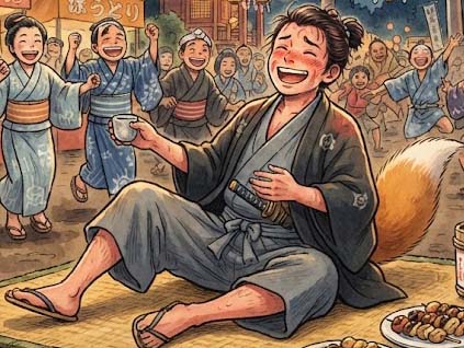 祭りに参加したキツネ