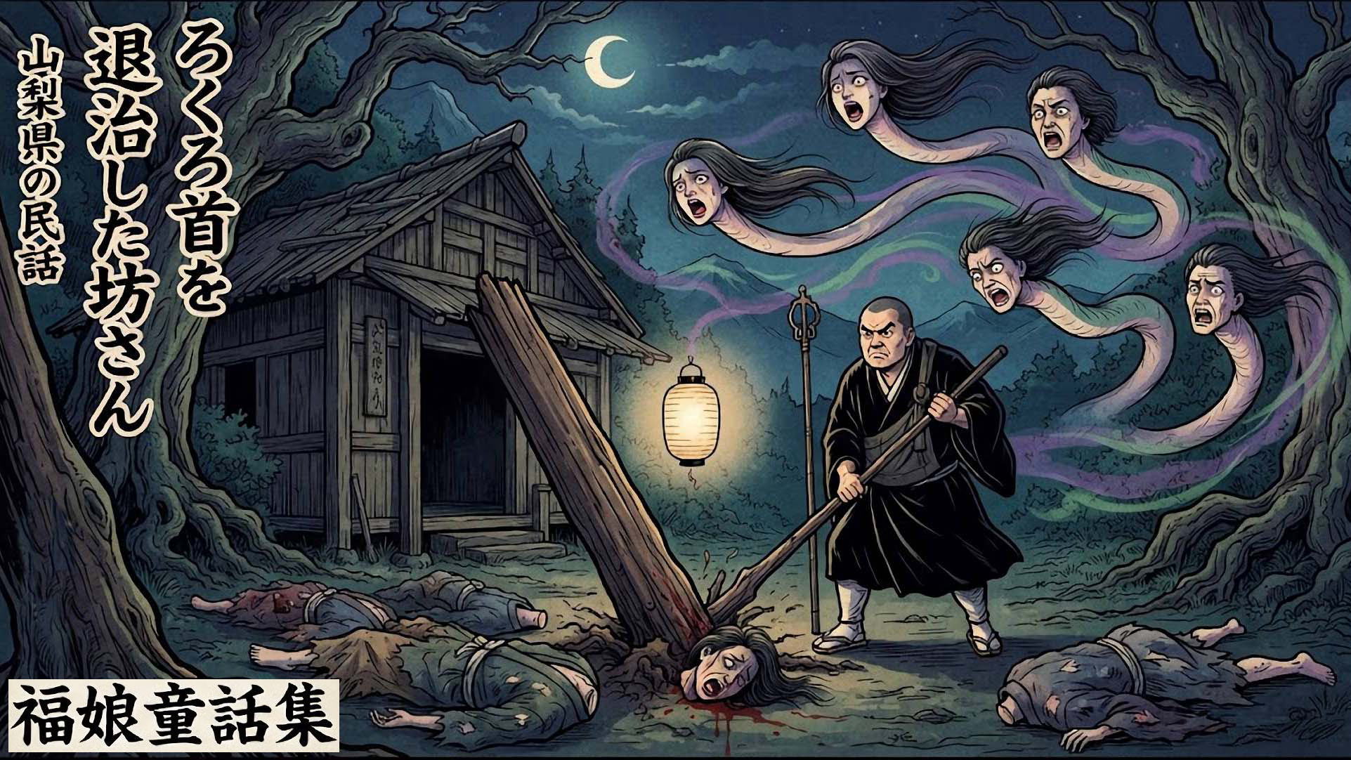 ろくろ首を退治した坊さん