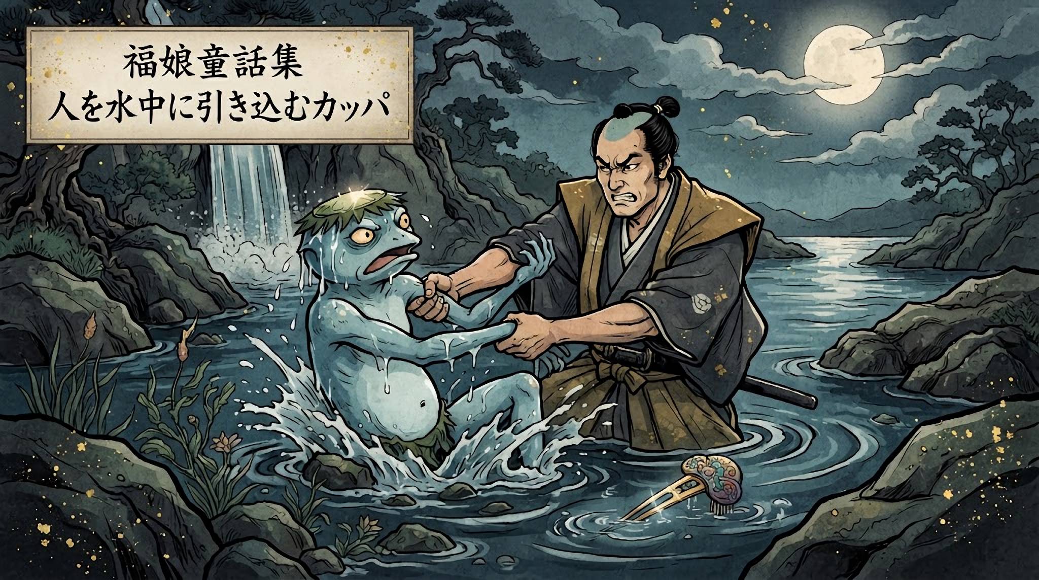 人を水中に引き込むカッパ