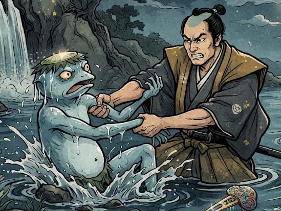 人を水中に引き込むカッパ
