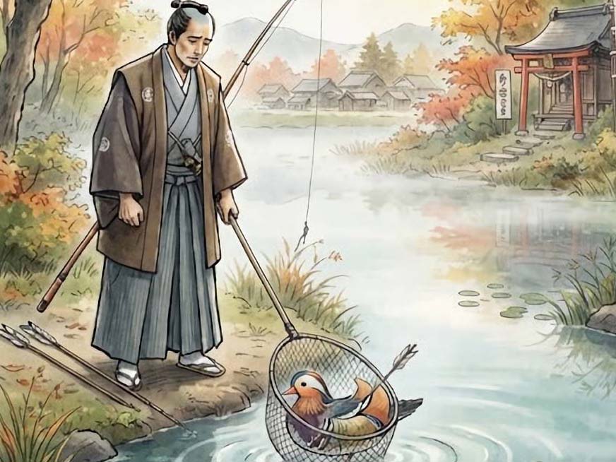 亭主を殺されたメスのオシドリ