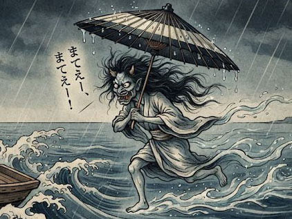 海の底の蛇の目傘