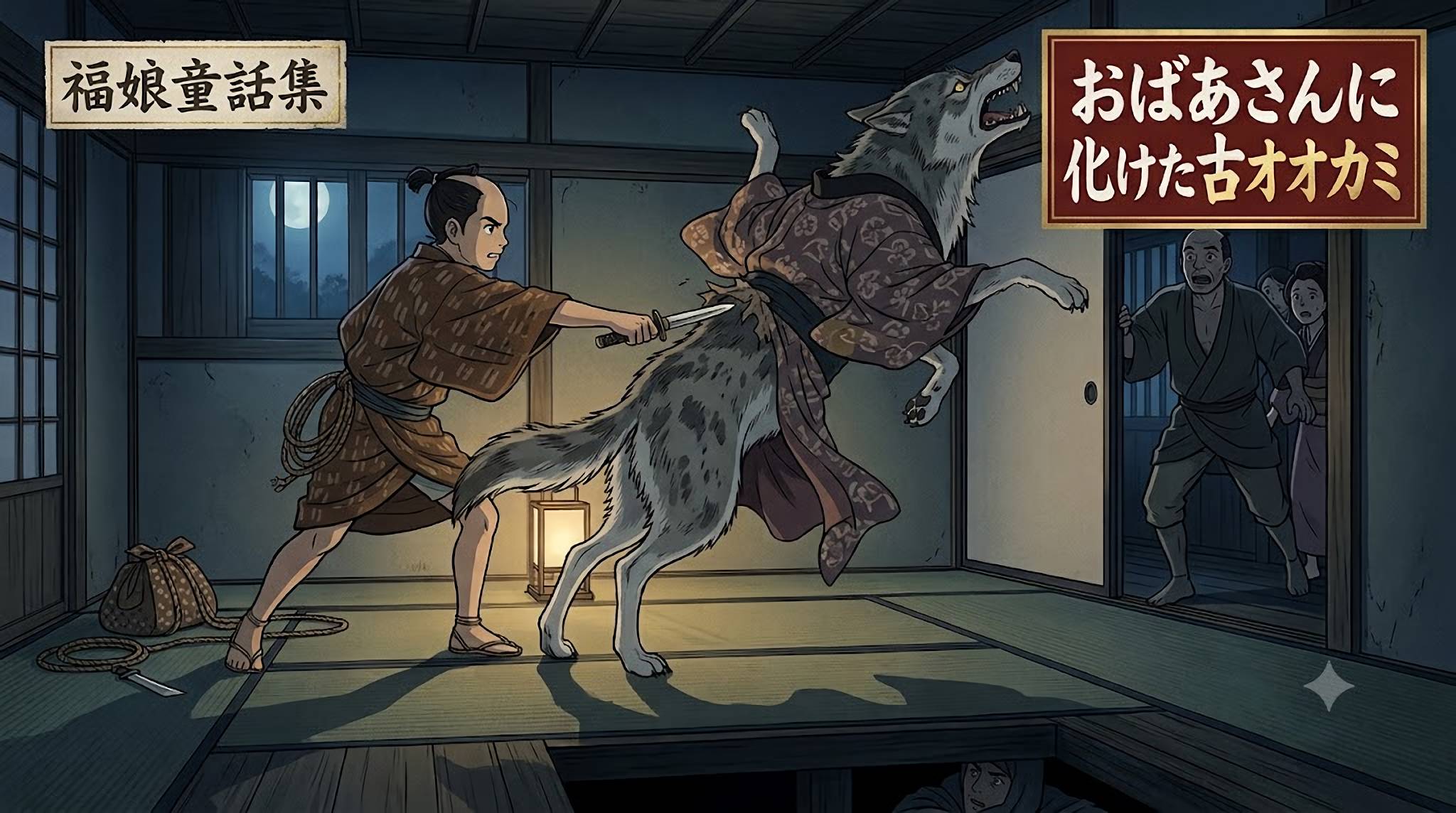 おばあさんに化けた古オオカミ
