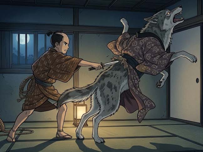 おばあさんに化けた古オオカミ