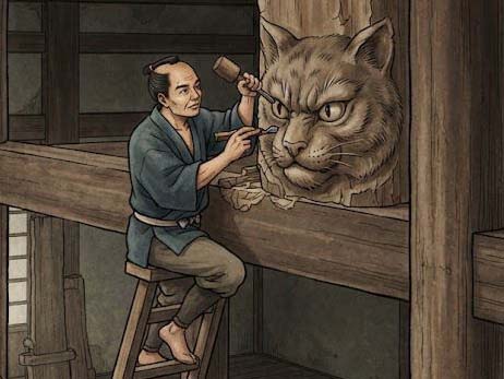 左甚五郎の彫ったヤマネコ