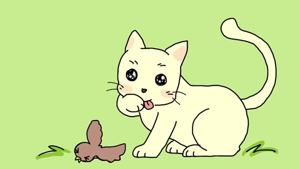 『ネコがご飯の後で顔を洗うわけ』(リトアニアの昔話) 08 福娘童話集 イラスト : myi