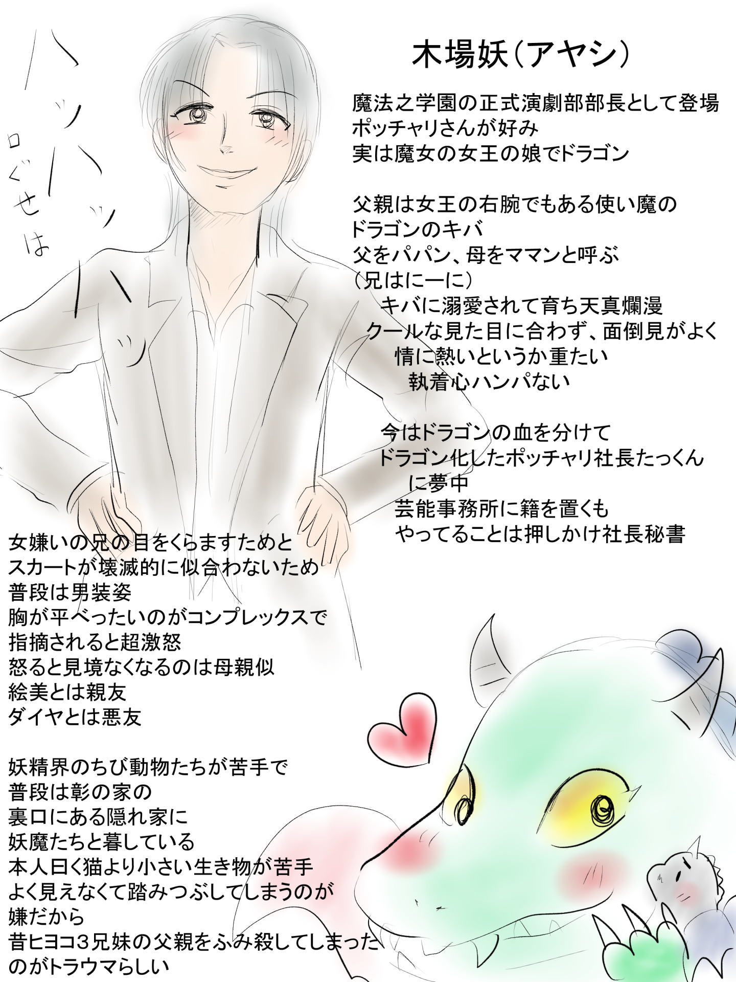 紹介キャラクター　木場妖(アヤシ)