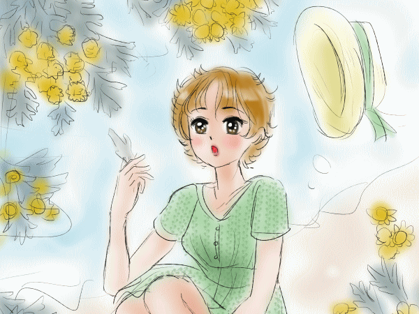 誕生花と女の子イラスト