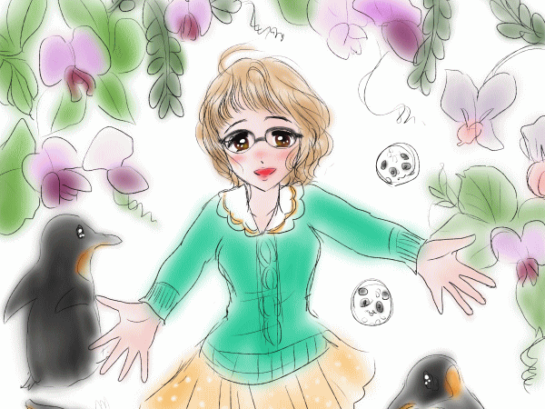 誕生花と女の子イラスト