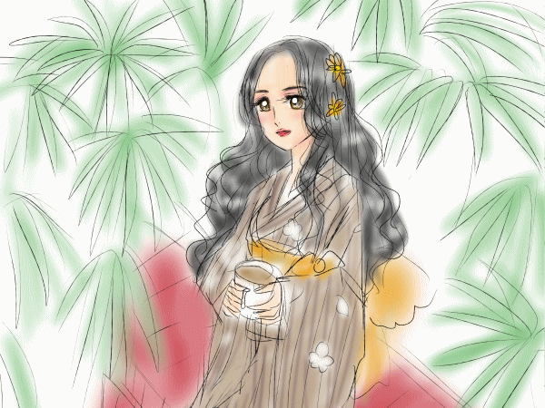 誕生花と女の子イラスト