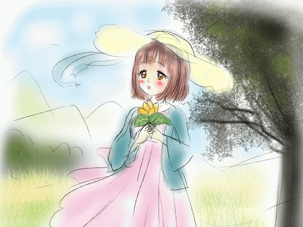誕生花と女の子イラスト