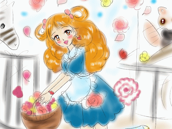 誕生花と女の子イラスト