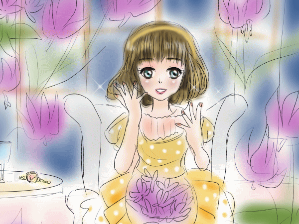 誕生花と女の子イラスト