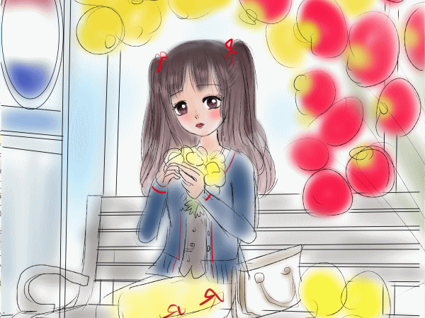 誕生花と女の子イラスト