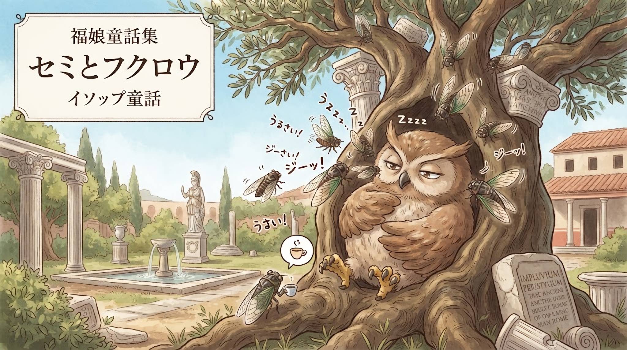 セミとフクロウ