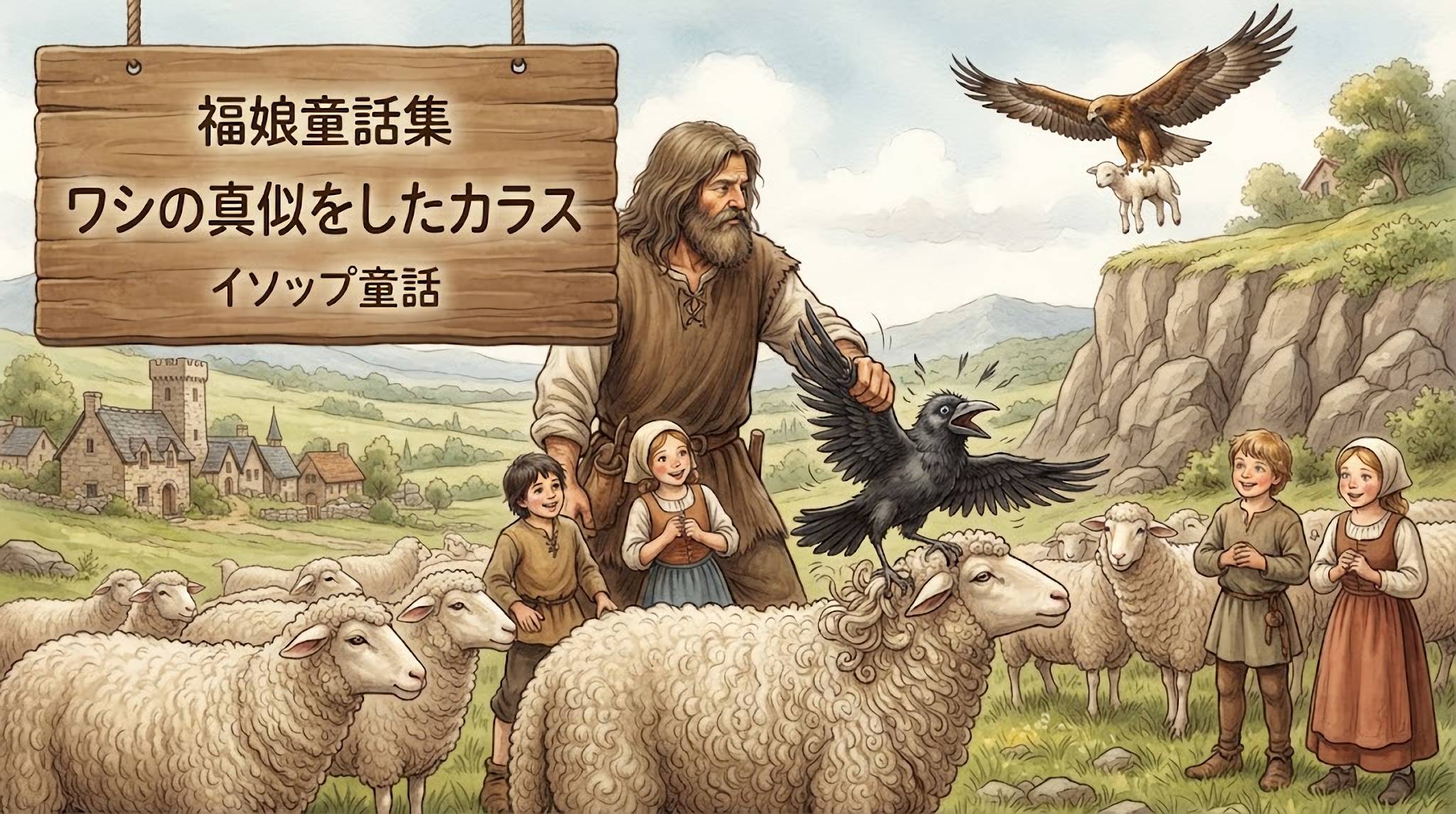 ワシの真似をしたカラス