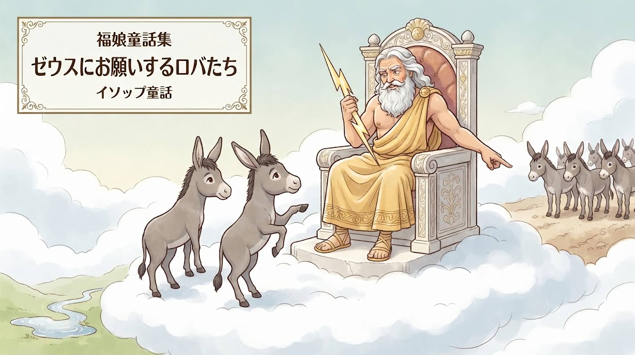 ゼウスにお願いするロバたち
