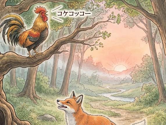 イヌとオンドリとキツネ