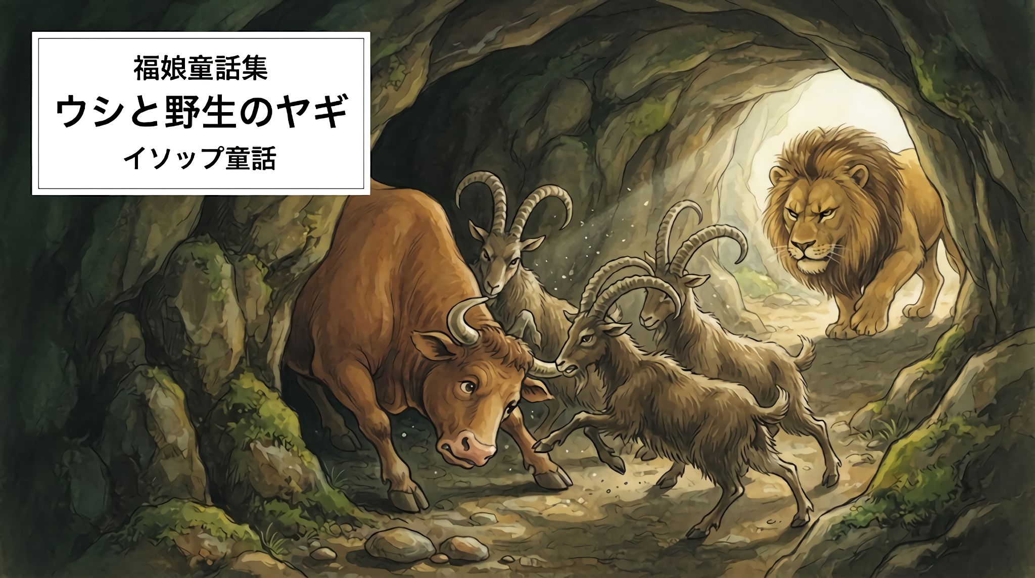 ウシと野生のヤギ