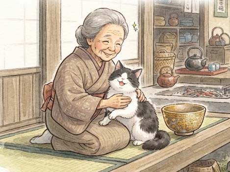 ネコの茶碗