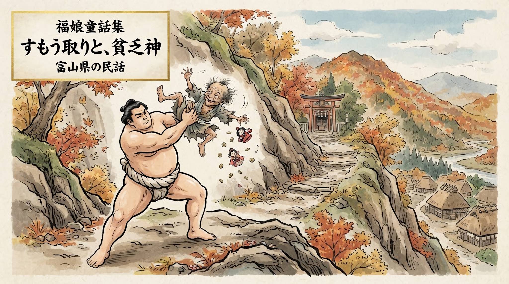 すもう取りと、貧乏神