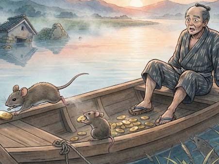 小判を運ぶネズミ