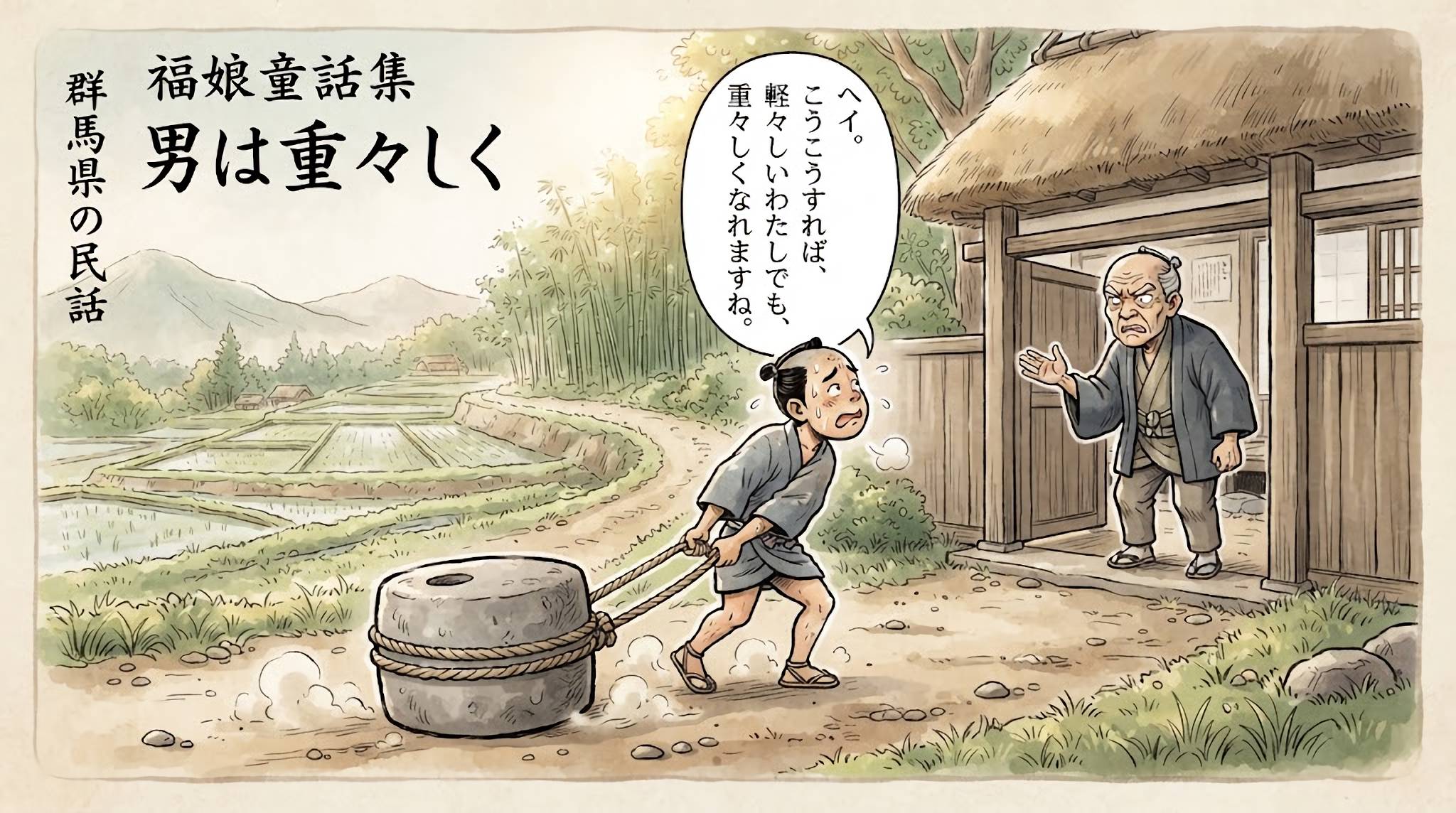 男は重々しく