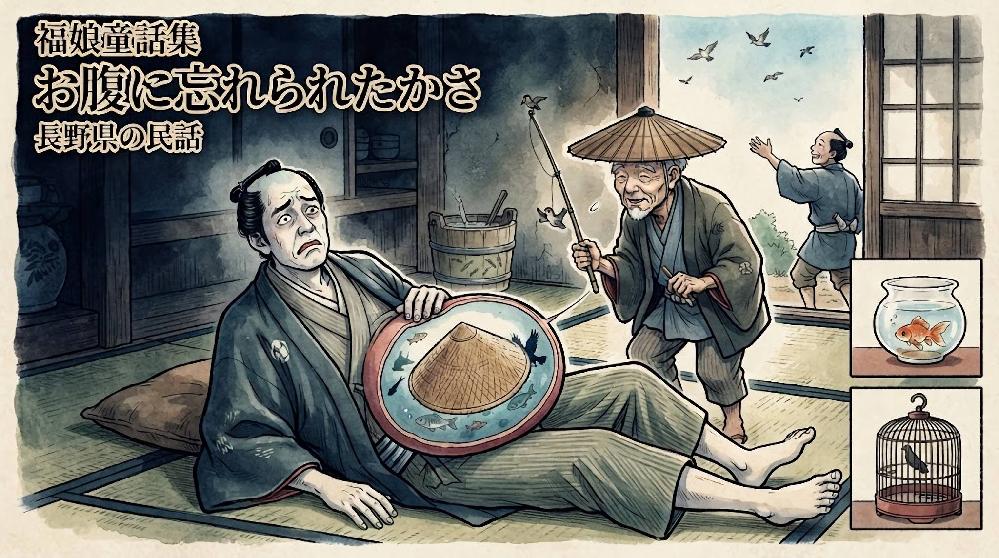 お腹に忘れられたかさ