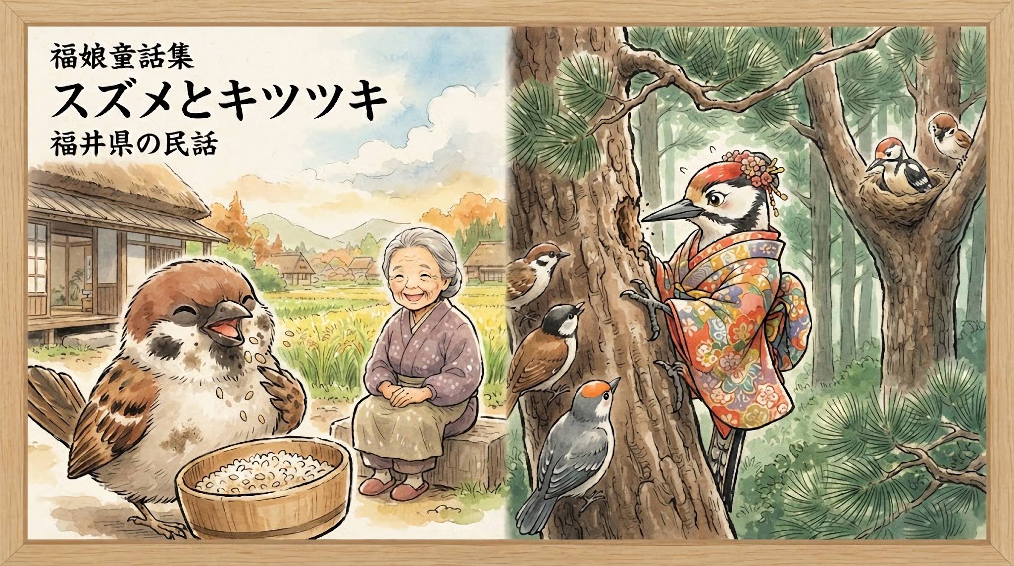 スズメとキツツキ