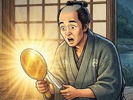 コイのお腹から出た黄金の鏡