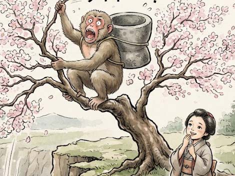 娘の知恵でサル退治