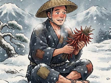 唐辛子(とうがらし)売りと柿(かき)売り