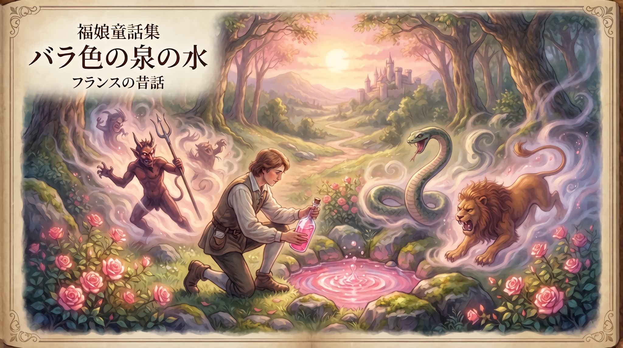 バラ色の泉の水