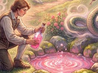 バラ色の泉の水