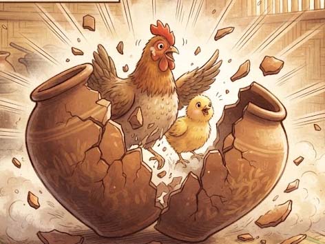 ひな鳥とネコ