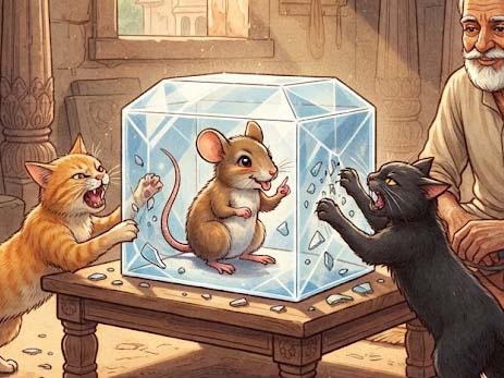 水晶箱に入ったネズミ