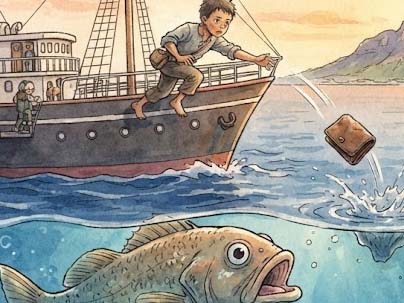 海に落ちた財布
